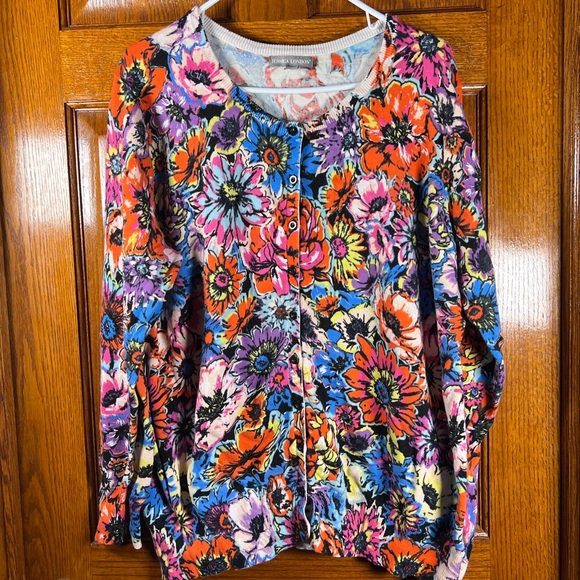 Jessica London 22/24 Floral Button Down Cardigan Long Sleeve - Picture 1 of 5